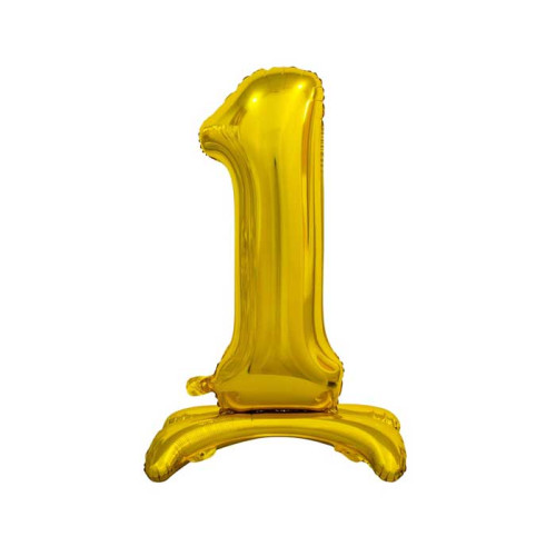 30 inch foil balloon Standing digit 1, Gold, 74 cm