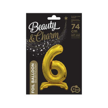 بالون ستاند رقم 6 ذهبي مقاس 30 إنش
