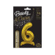 30 inch foil balloon Standing digit 6, Gold, 74 cm