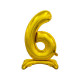 30 inch foil balloon Standing digit 6, Gold, 74 cm
