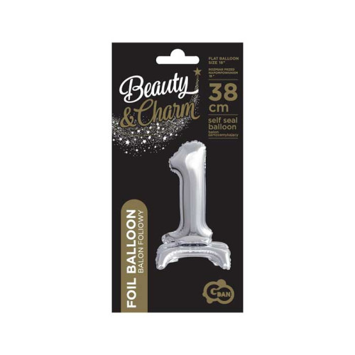 بالون ستاند رقم 1 فضي مقاس 18 إنش