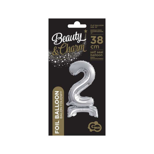 بالون ستاند رقم 2 فضي مقاس 18 إنش