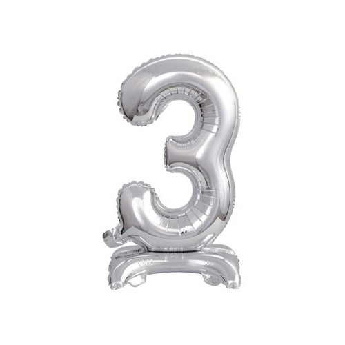 بالون ستاند رقم 3 فضي مقاس 18 إنش