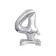 18 inch foil balloon Standing digit 4, silver, 38 cm