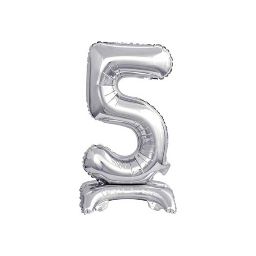 18 inch foil balloon Standing digit 5, silver, 38 cm
