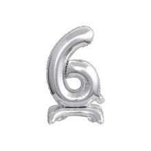18 inch foil balloon Standing digit 6, silver, 38 cm