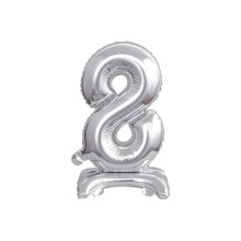18 inch foil balloon Standing digit 8, silver, 38 cm