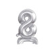 18 inch foil balloon Standing digit 8, silver, 38 cm
