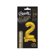 18 inch foil balloon Standing digit 2, gold, 38 cm