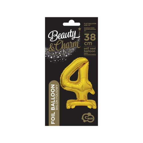 18 inch foil balloon Standing digit 4, gold, 38 cm 18 inch foil balloon Standing digit 4, gold, 38 cm