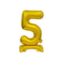 18 inch foil balloon Standing digit 5, gold, 38 cm