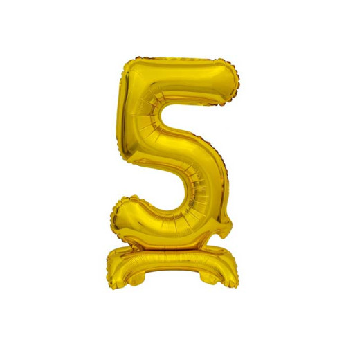 18 inch foil balloon Standing digit 5, gold, 38 cm