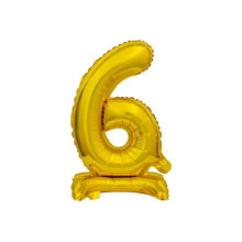 18 inch foil balloon Standing digit 6, gold, 38 cm