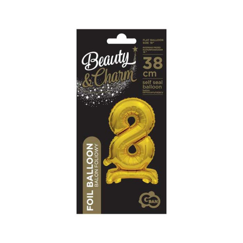 بالون ستاند رقم 8 ذهبي مقاس 18 إنش