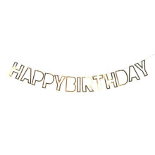 happy birthday banner empty paper letters Gold