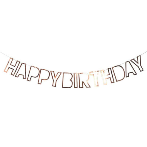 happy birthday banner empty paper letters Roae Gold