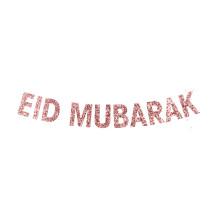 Rose GOLD EID MUBARAK GLITTER BANNER 11.5*17CM