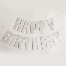 Glitter Birthday banner Silver Glitter Birthday banner Silver