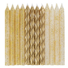 GLITTER & GOLD CANDLES 24 pcs