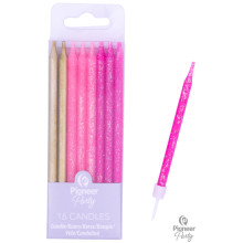 Pink & Gold Candles 16 pcs