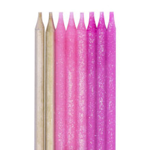 Pink & Gold Candles 16 pcs