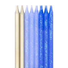 Blue & Gold Candles 16 pcs