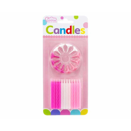 Birthday candles 24/12, pink collection