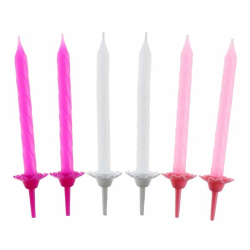 Birthday candles 24/12, pink collection
