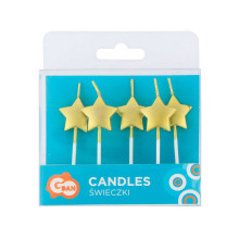 Pick candles Stars, metallic gold, 5 pcs