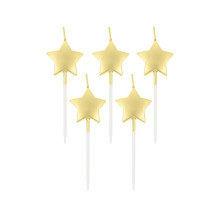 Pick candles Stars, metallic gold, 5 pcs