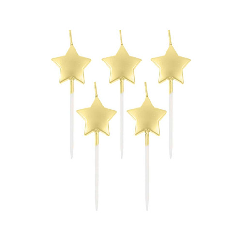 شموع عيد ميلاد نجوم ذهبي 5 شمعات شموع عيد ميلاد نجوم ذهبي 5 شمعات
