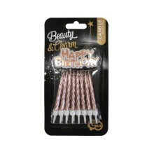 Candles Happy Birthday, rose-gold, 16 pcs