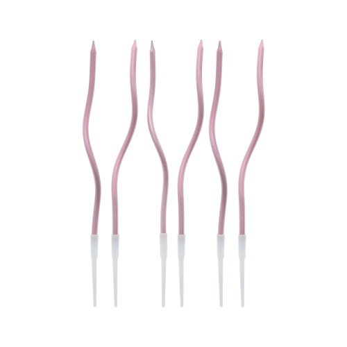 swirl metallic candles, rose gold, 16.5x0.25 cm, 6 pcs