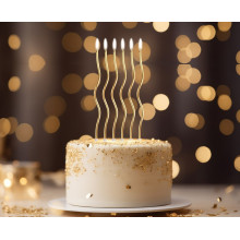 swirl metallic candles, gold, 16 cm, 6 pcs