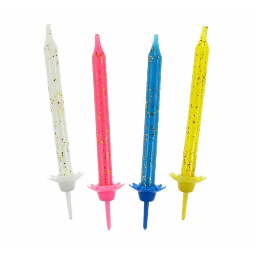 Glitter birthday candles, 12/12, 4 colours, 6 cm Glitter birthday candles, 12/12, 4 colours, 6 cm