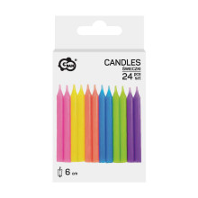 شموع كيك الوان الطيف (24 شمعة) 6 سم