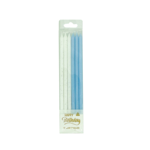 Few Glitter Tapper Candle - White-Blue 12 count Few Glitter Tapper Candle - White-Blue 12 count