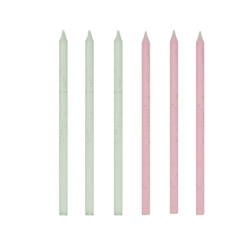 شمعة جليتر ابيض وردي باستل 12 شمعة