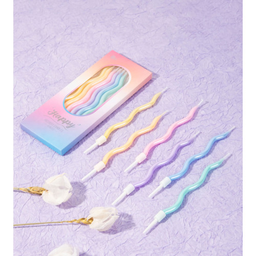 macaron pearlescent  Cake candles 6 Pcs