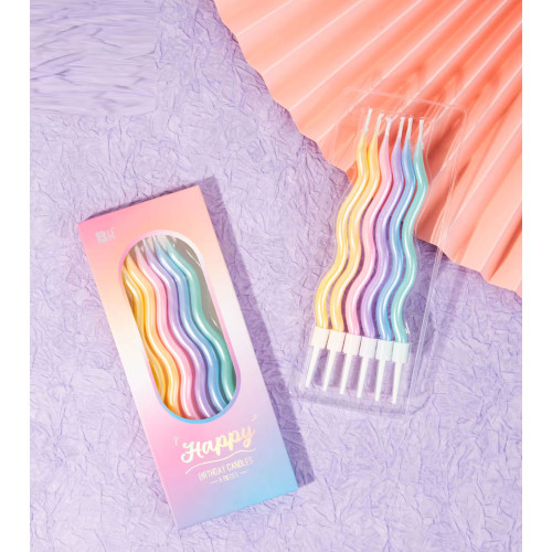 macaron pearlescent  Cake candles 6 Pcs