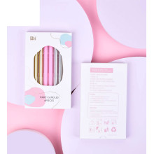 شموع انيقة فضي ذهبي وردي ملون 6 شمعة