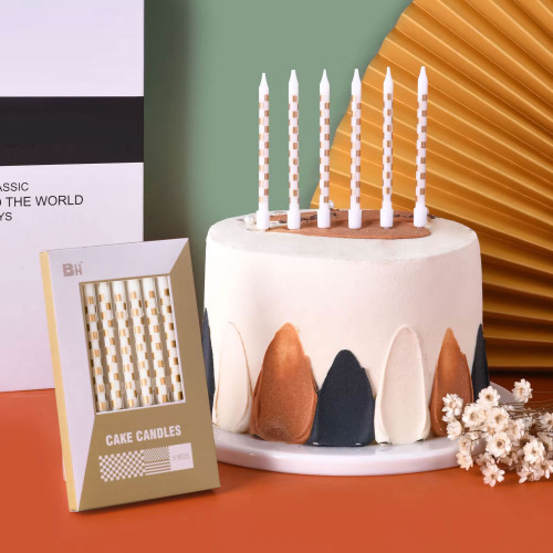 candles supplie white and Gold birthday candles 6 Pcs