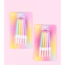 colorful stripe rainbow brights birthday Candles 10 Pcs