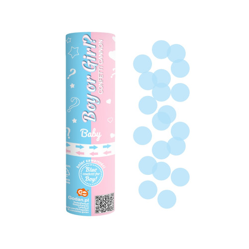 Confetti Cannon Boy or Girl light blue paper circles 15cm