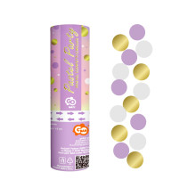 Confetti Cannon Circles gold lilac white - 15cm Confetti Cannon Circles gold lilac white - 15cm