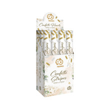 Confetti Cannon Gold and white paper stripes - 40cm (12 pcs)