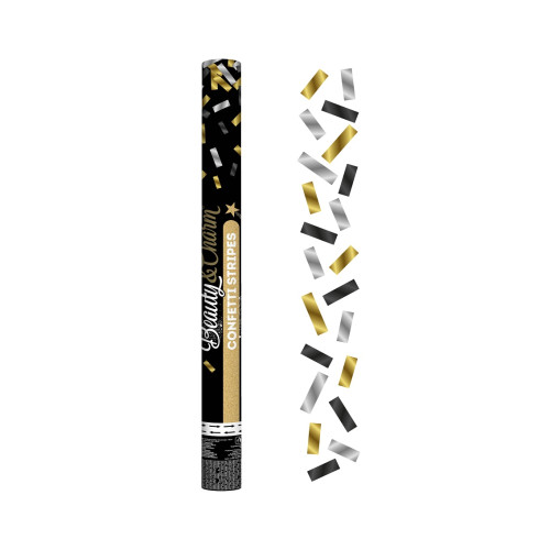 Confetti Cannon Gold-silver-black mix foil - 60cm Confetti Cannon Gold-silver-black mix foil - 60cm