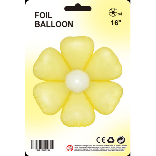 16 inch Yelloow daisy balloons 3/pack