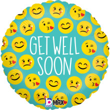 18 inch Emoji Get Well balloon