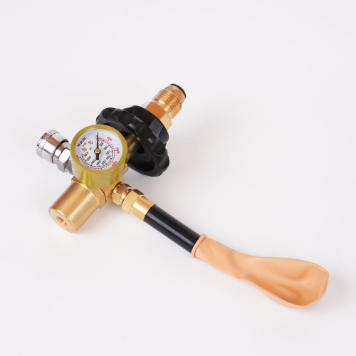 Helium Tank Regulator - Hand-Tight Connector & Gauge - Balloon Inflation (3 month Warranty) 